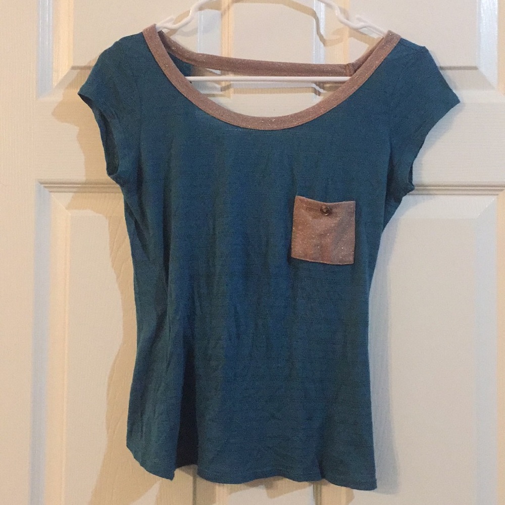 Teal Blue semi-open back top